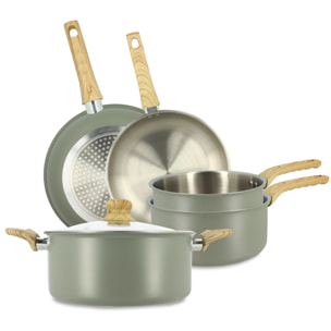 Batterie de cuisine 5 pièces en acier inoxydable - tous feux EASYNOX