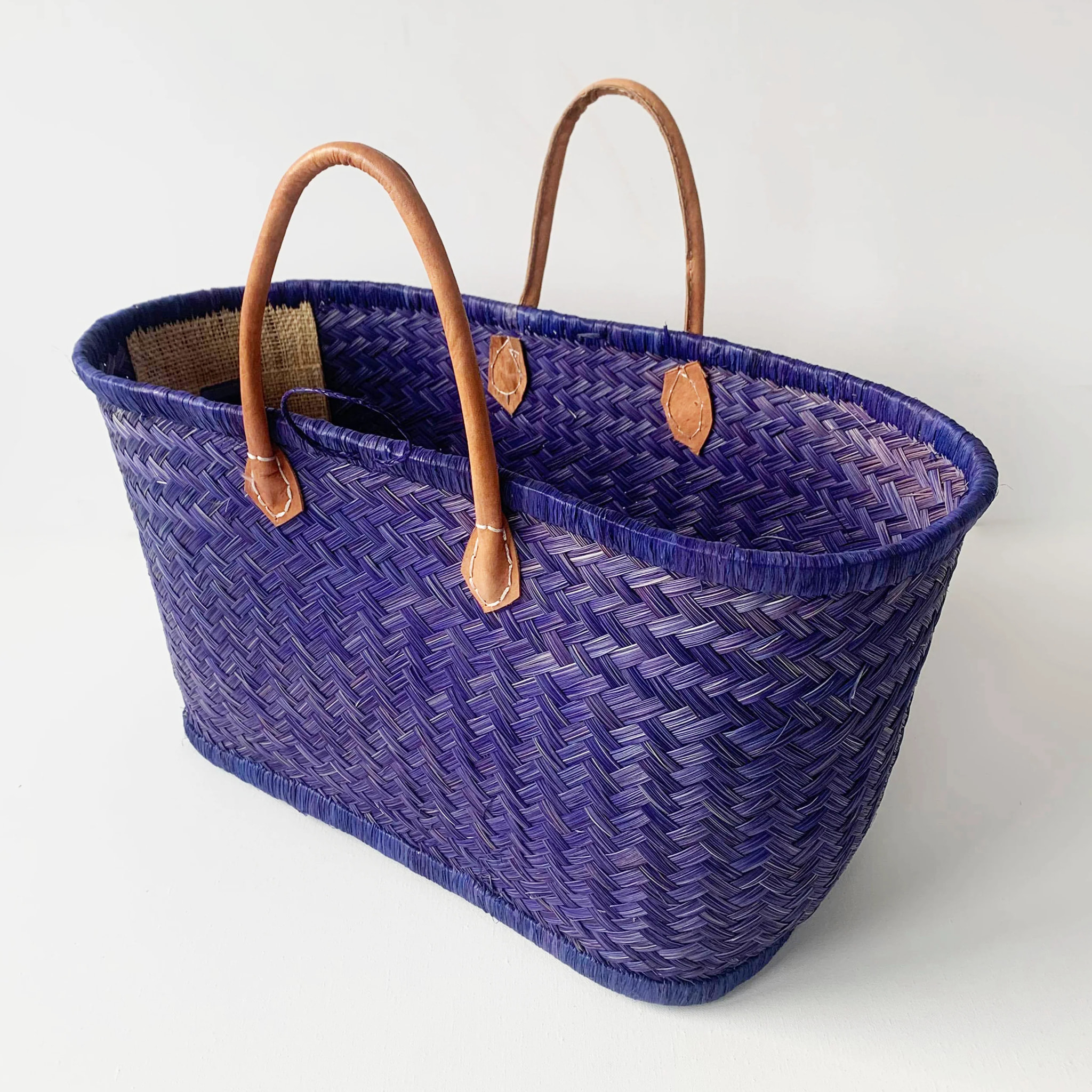Panier artisanal de Madagascar - Aravola Luxe Uni GM Bleu Marine
