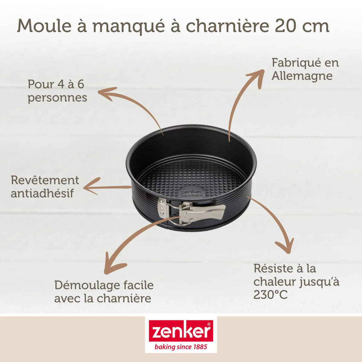 Lot comprenant 1 Moule à manqué, 1 spatule Zenker et 2 bols à mixer en inox Fackelmann