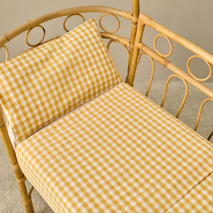 Sábana de algodón 180 hilos cuadros vichy Kimcuad color amarillo 100% Algodón percal