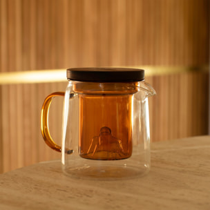 Théière en verre infuseur et anse ambre 450ml LASKA