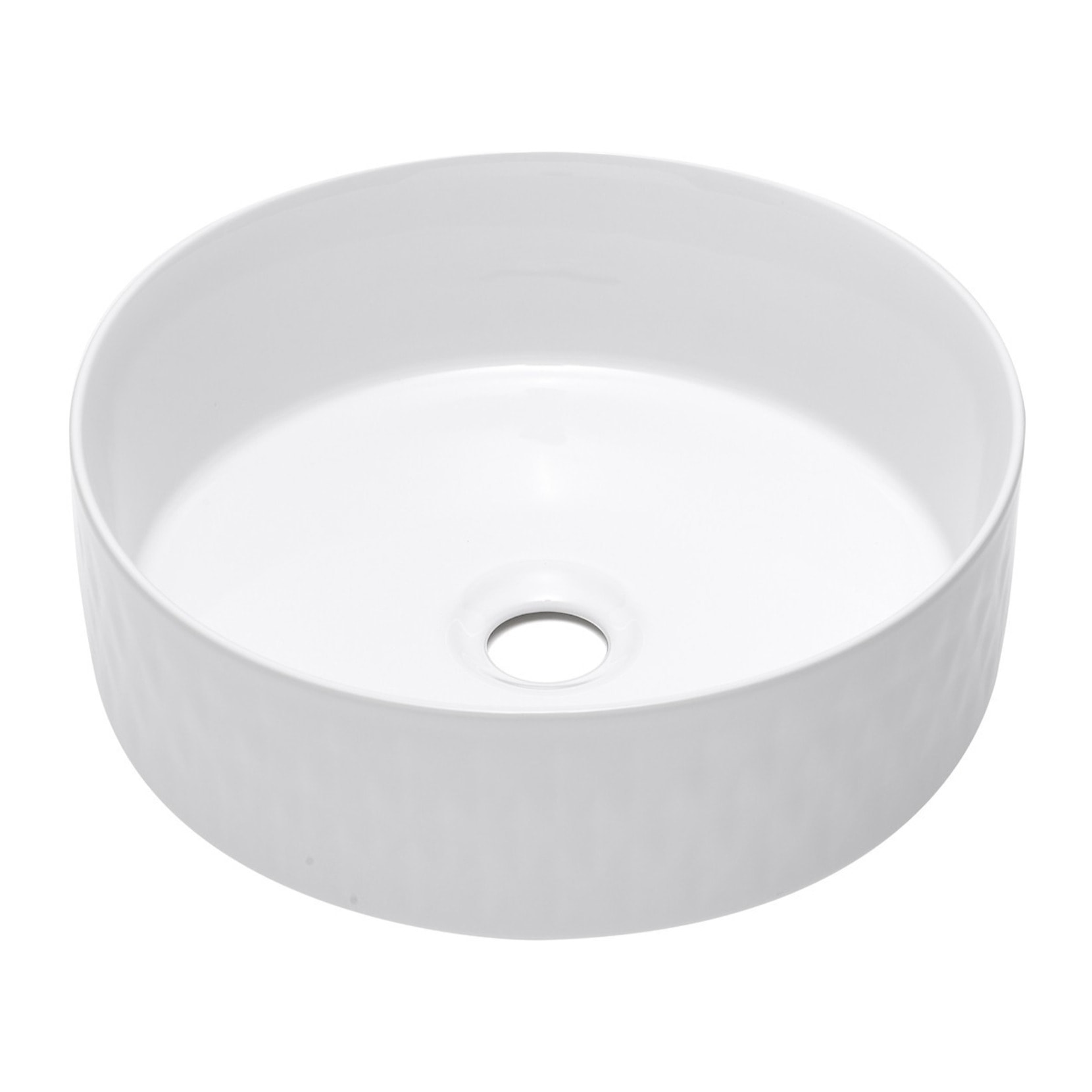 Vasque à poser ronde diamètre 36 cm - blanc brillant - finition striée - sans trop-plein - Infinitio SAT