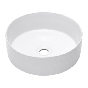 Vasque à poser ronde diamètre 36 cm - blanc brillant - finition striée - sans trop-plein - Infinitio SAT