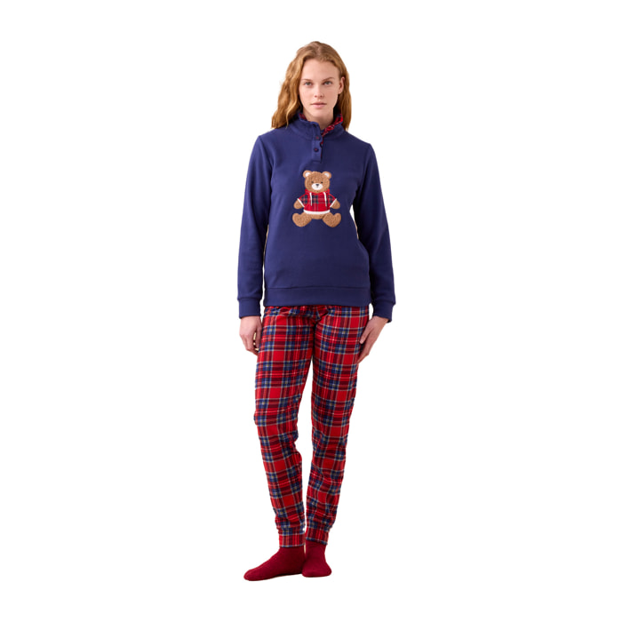 Pigiama donna invernale in micropile articolo scozzese. Noidinotte