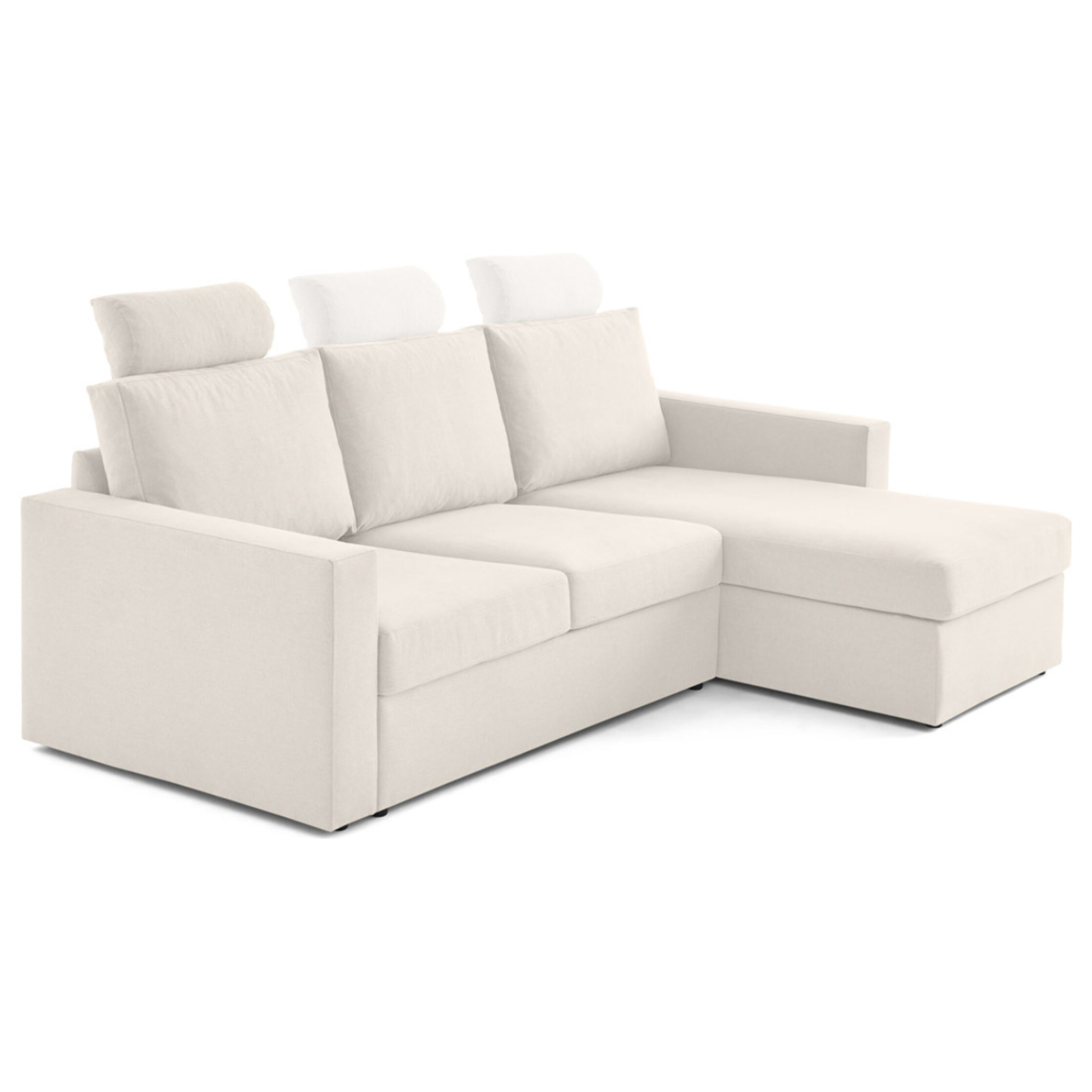 Barrie - canapé d'angle réversible 4 places avec têtière amovible en tissu - Beige