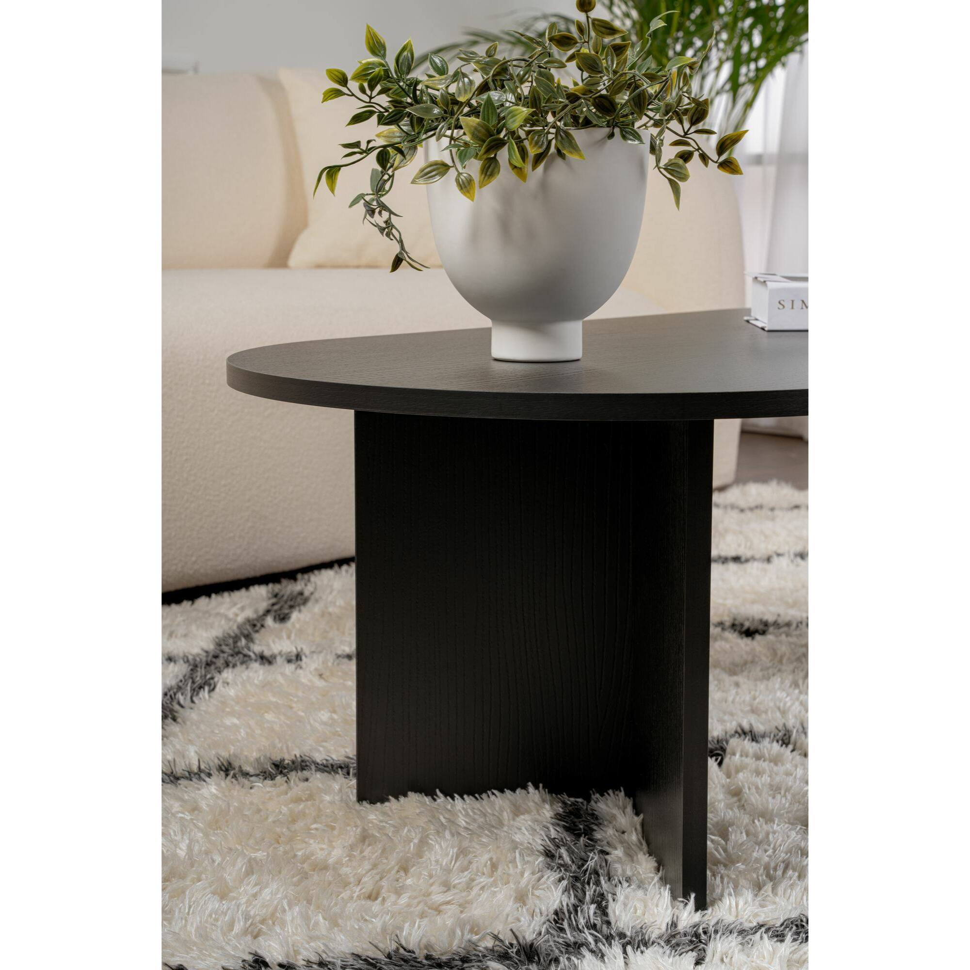 Tavolino da salotto Elain, Tavolo basso da caffè, Portariviste per divano, Ripiano da soggiorno, 119x60 h40 cm, Nero