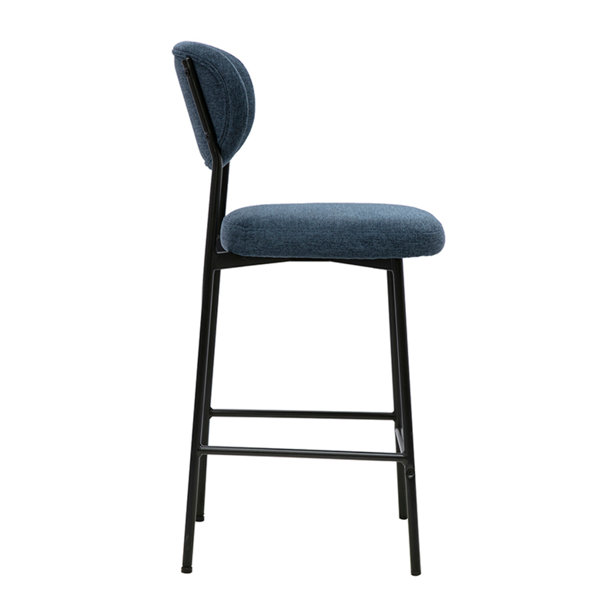 Tabourets de bar fixes en tissu effet velours texturé bleu foncé H65 cm (lot de 2) BREKA