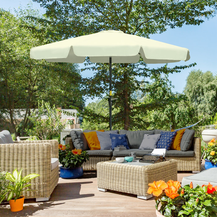 Sombrilla Terraza Exterior Ø266 cm Sombrilla de Jardín Inclinable con Protección UV50+ Poste de Aluminio y Manivela Parasol para Patio Terraza Beige