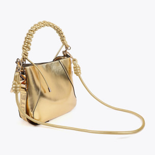 Borsa con manico intrecciato effetto pelle