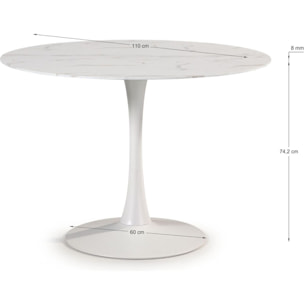 Table à manger ronde effet marbre 4 pers. - PRIMA