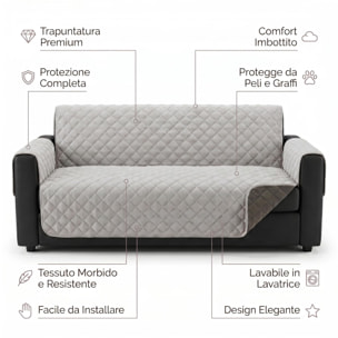 Copridivano reversibile in poliestere - BORDEAUX/TORTORA