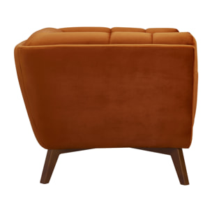 Fauteuil Mona en velours orange curcuma