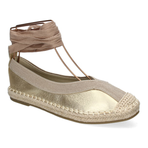 Bailarina de Mujer con Yute, Diseño Moderno con Puntera Bordada y Cintas