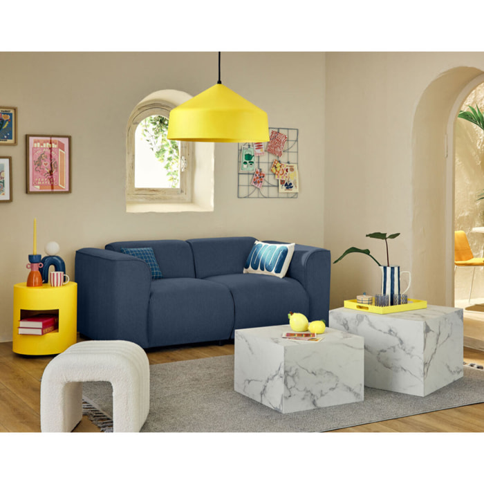 Suaro - Module d'assise d'angle gauche en tissu texturé - Bleu
