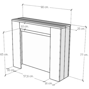 Console Extensible 90x25/211 cm Kiba Anthracite Spatulé rallonges internes