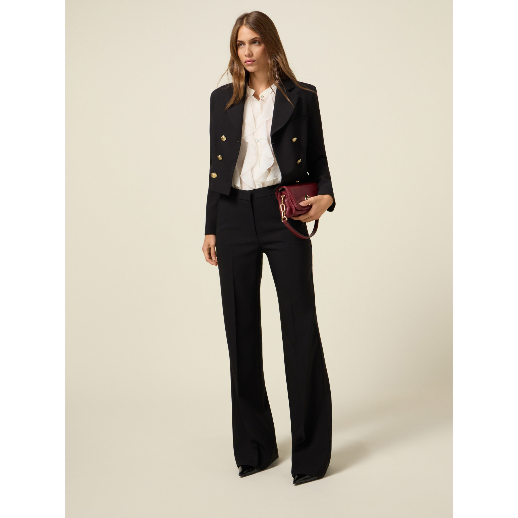 Oltre - Pantalones palazzo de tejido técnico - Negro