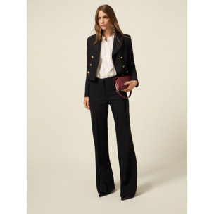 Oltre - Pantalones palazzo de tejido técnico - Negro