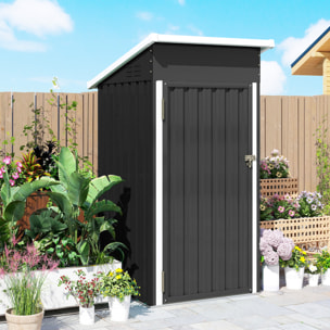 Abri de jardin 0,74 m² toit incliné porte verrouillable aérations tôle acier ondulé anthracite