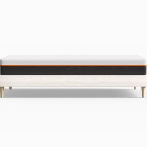 Lit en velours côtelé + Matelas mousse gel mémoire de forme - DINA & DUAL CONFORT