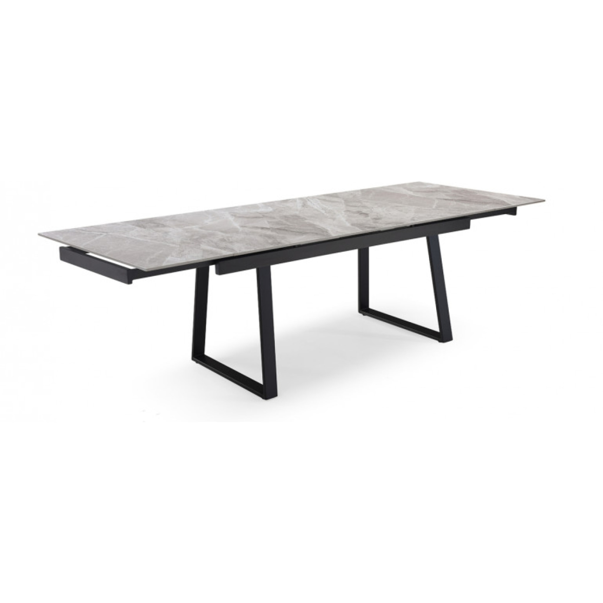 Table extensible en céramique gris brillant L160/240cm - 9 piètements - UNIK