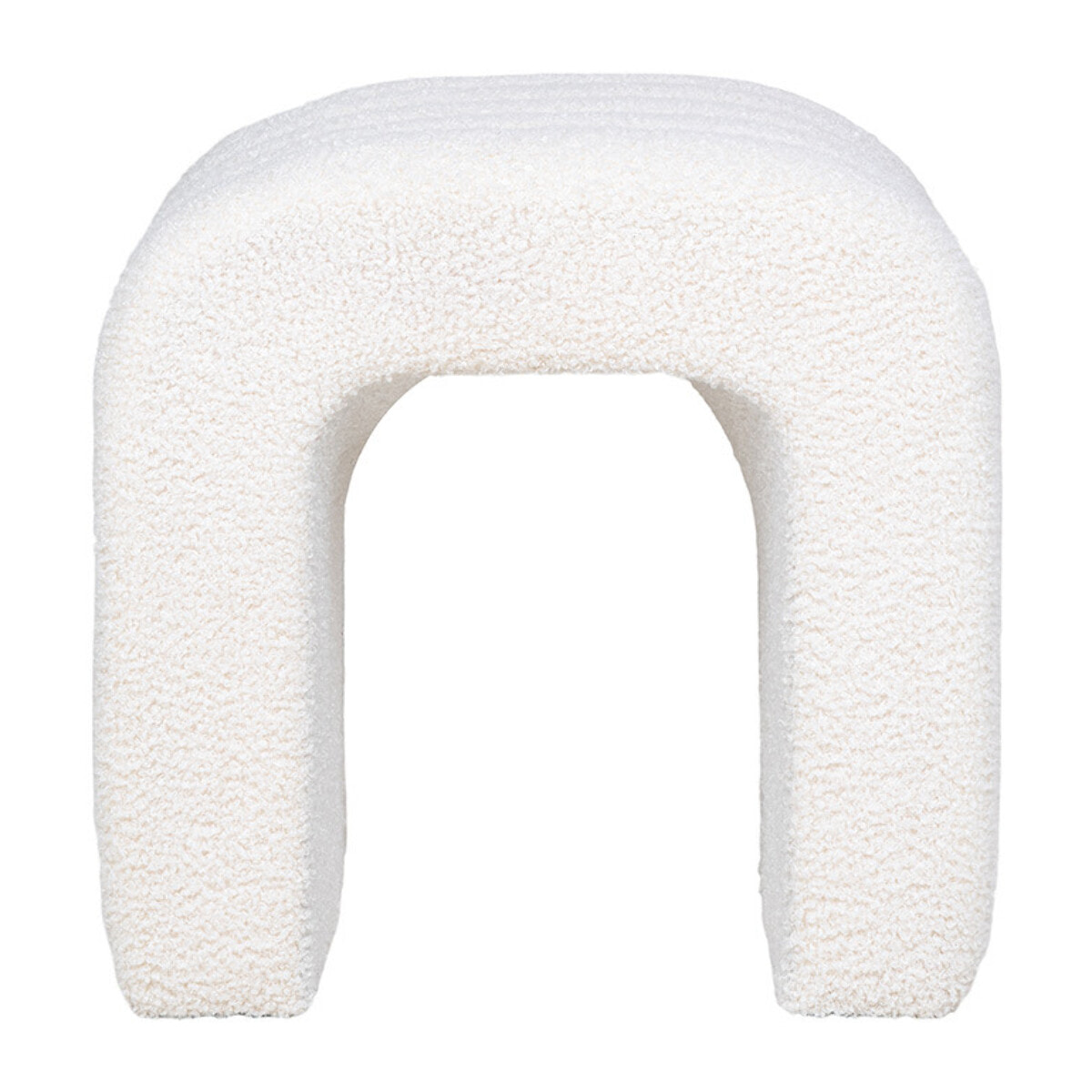 Kenta - pouf - en tissu bouclette - Blanc