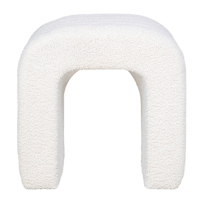 Kenta - pouf - en tissu bouclette - Blanc