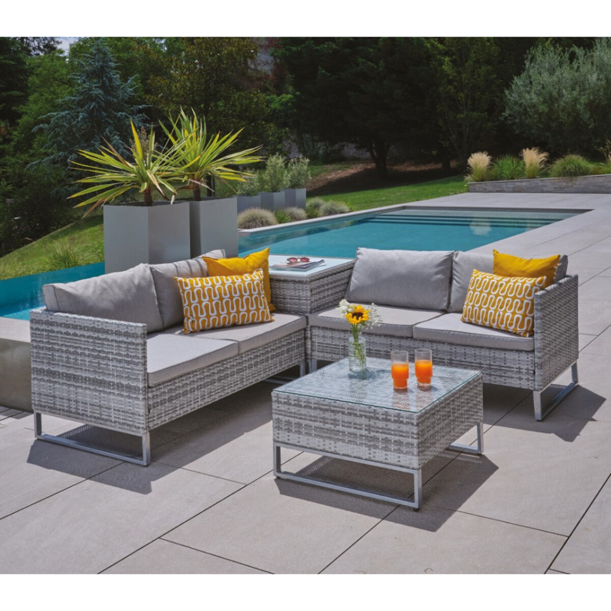 Lot de 2 coussins extérieur - 50x30x15 - FUTURISTE CUMIN