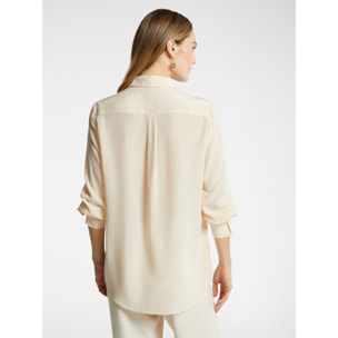 Elena Mirò - Camicia in seta con fusciacca - Bianco