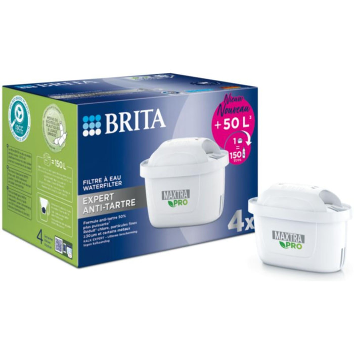 Cartouche filtrante BRITA maxtra pro expert anti tartre pack de 4