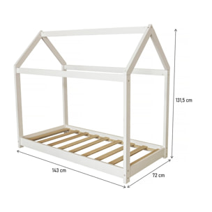 Lit Cabane pour enfant "Camilla" - 140 x 70 cm - Blanc