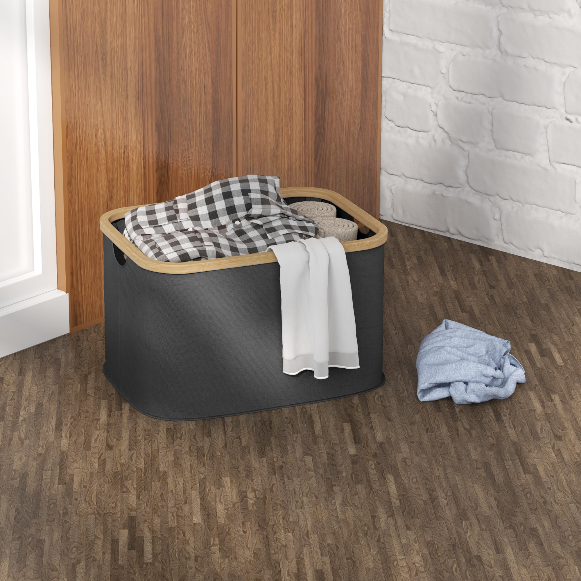 Cesto para Ropa Sucia Plegable Cesto de la Ropa Sucia 36 L con Asas para Baño Dormitorio Lavadero 44,3x33,3x26,5 cm Negro