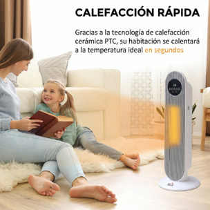 Calefactor Eléctrico Cerámico PTC, 2000W, con Control Remoto, 15–40 °C, Oscilación de 45°, Temporizador 12H, Protección contra Vuelcos y Sobrecalentamiento para 15-20 ㎡, Blanco