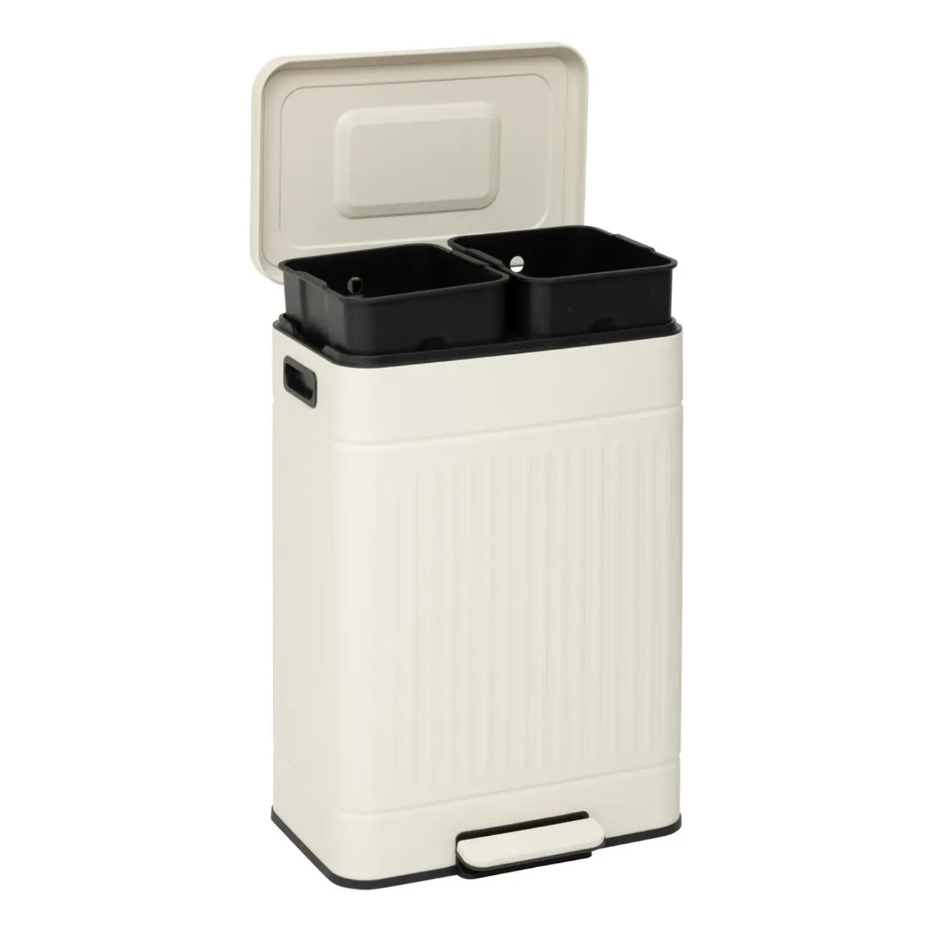 Poubelle Nova avec Pedale 2x30L Beige 45,5x36,5x67 cm