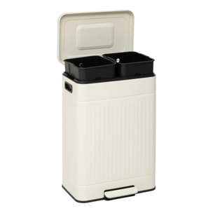 Poubelle Nova avec Pedale 2x30L Beige 45,5x36,5x67 cm
