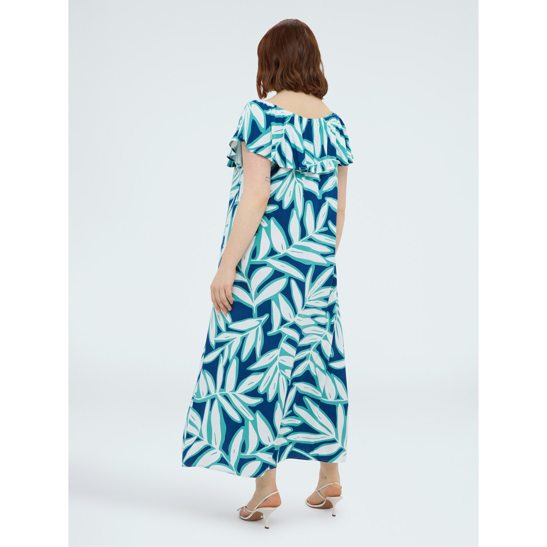 Fiorella Rubino - Vestido off shoulders con estampado - Azul