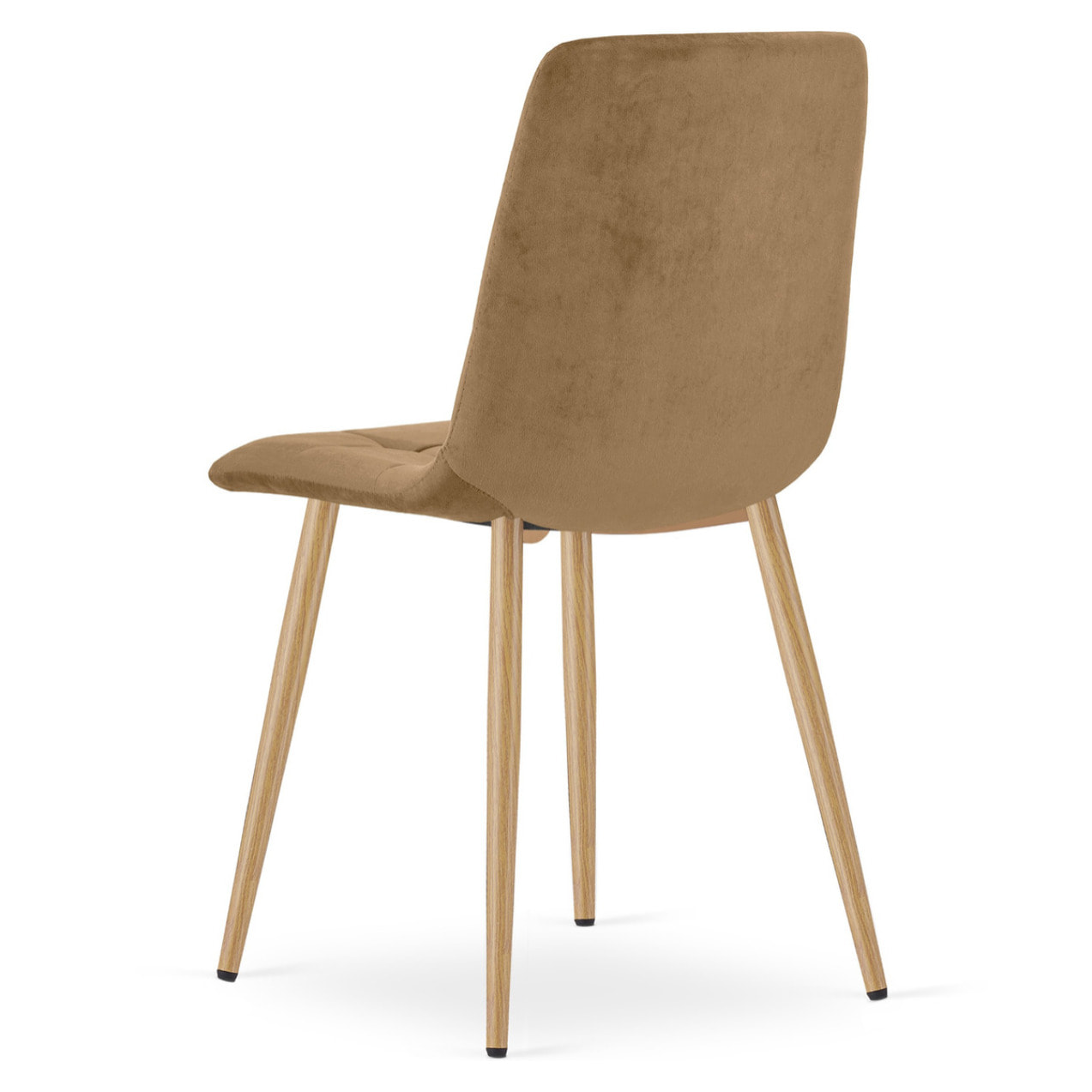 Sedia Kara in Velluto Marrone con Gambe Effetto Legno