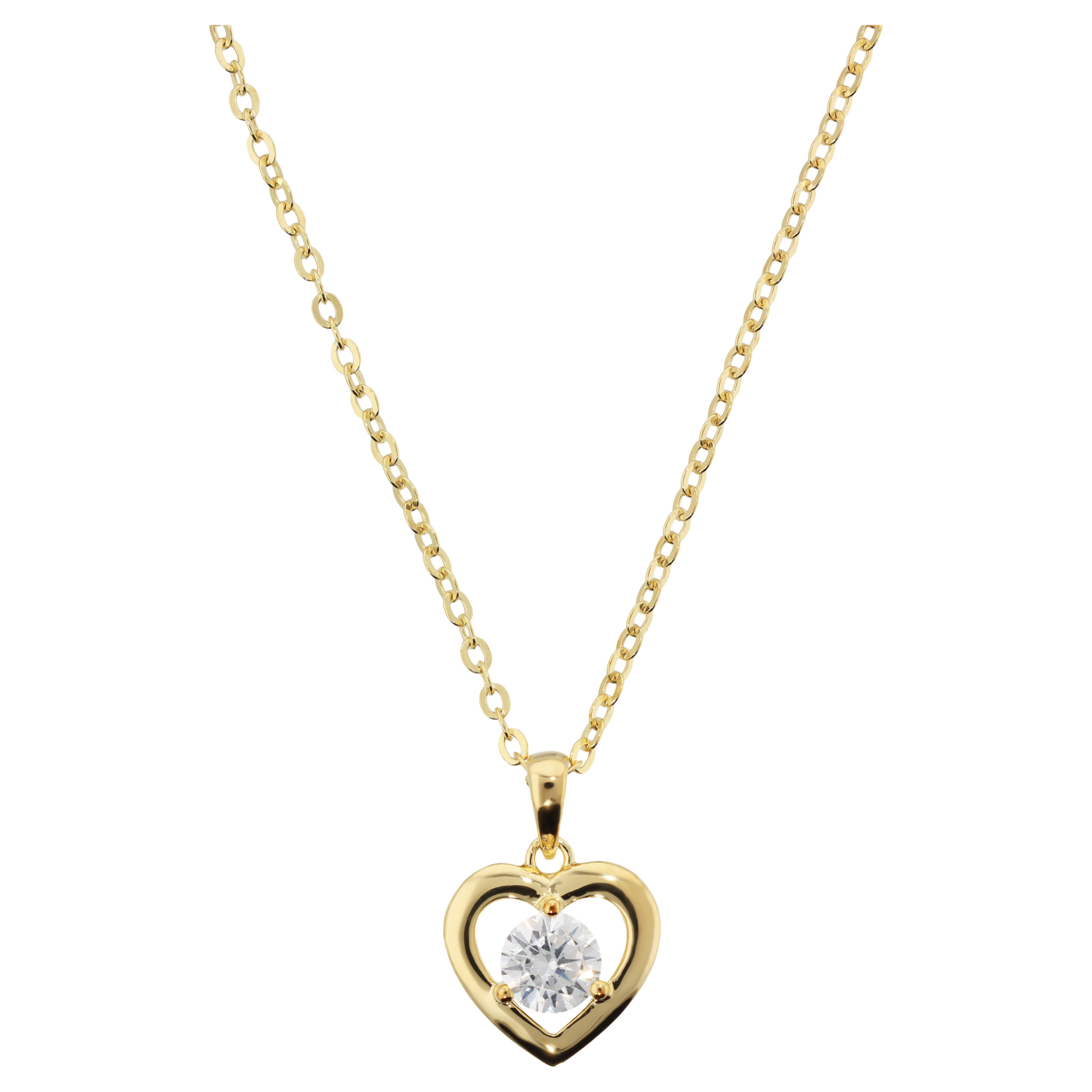 Collana con Cuore e Punto Luce in Cubic Zirconia in Argento 925