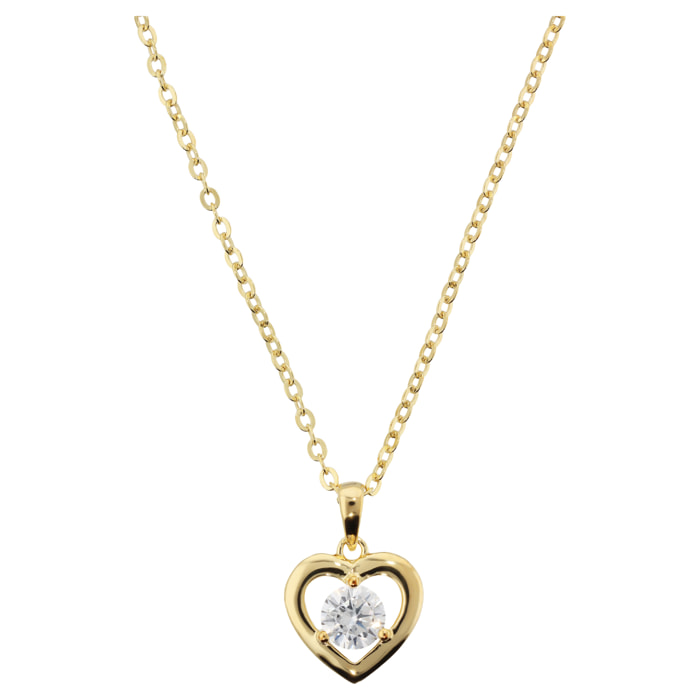 Collana con Cuore e Punto Luce in Cubic Zirconia in Argento 925