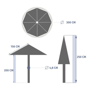 Parasol droit rond inclinable Loompa 3m acajou