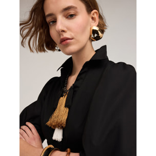 Motivi - Vestido camisero de popelina - Negro