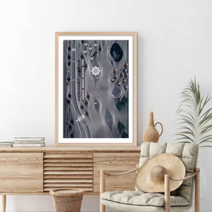 Affiche photo drône espace temps Affiche + cadre en bois - Chêne