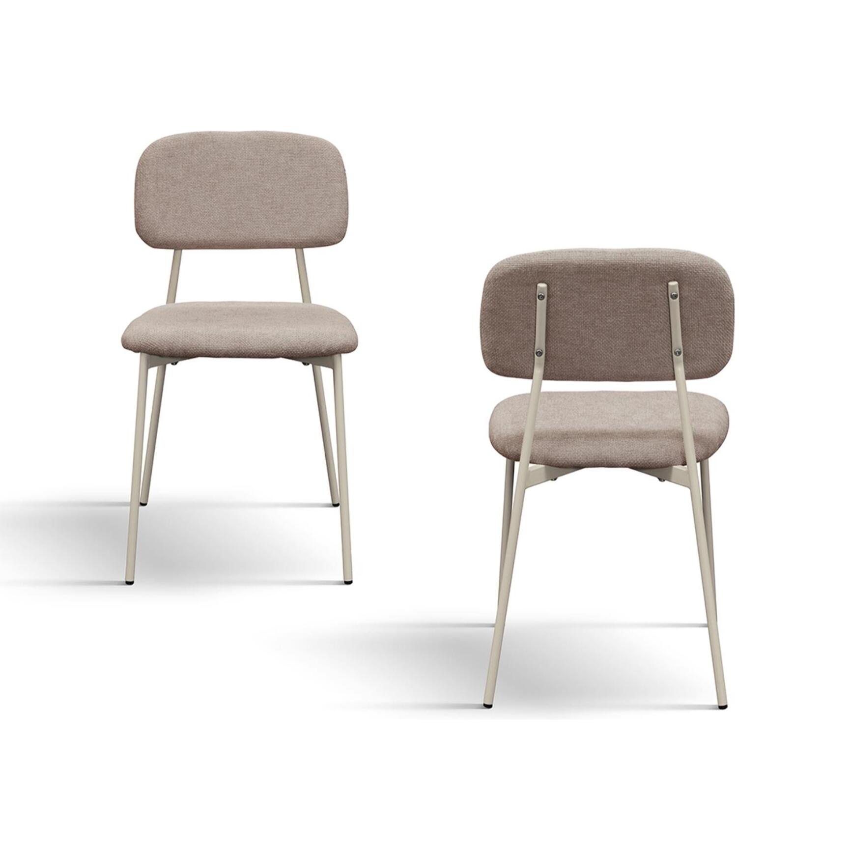 Set di 4 sedie BERLINO in tessuto beige e gambe in metallo beige