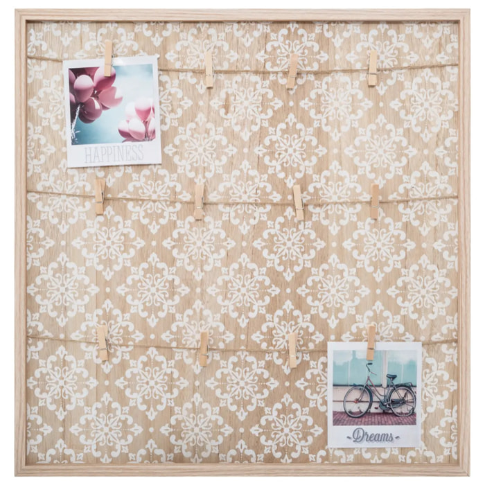 Porte-photos "Telma" en bois et corde 48x48cm