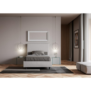 Letto matrimoniale francese con rete imbottito 140x190 similpelle bianco Focus