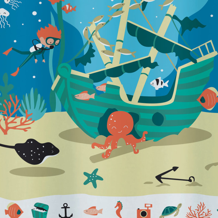 Rideau de douche Polyester PIRATES 180x200cm Spirella