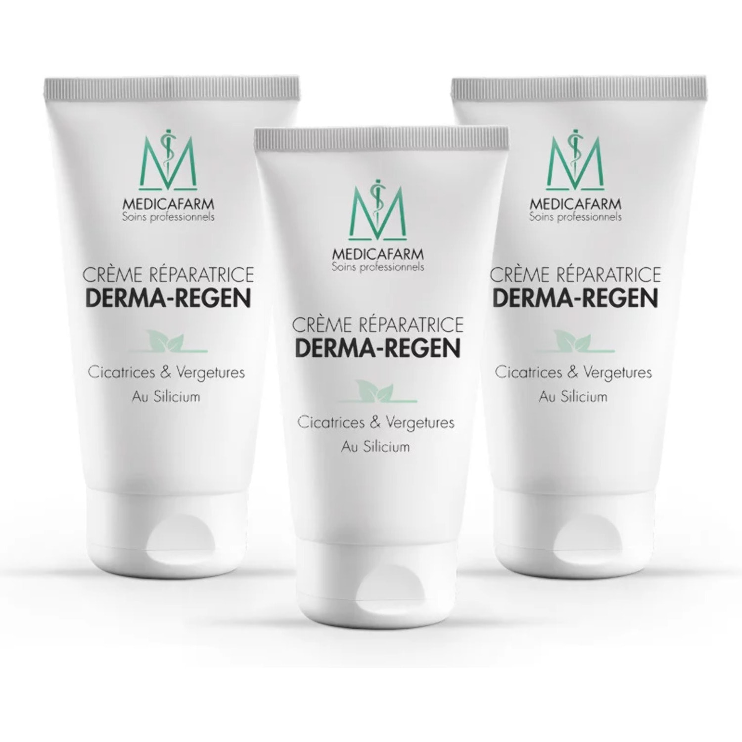 MEDICAFARM - Crème réparatrice DERMA-REGEN au silicium - Aide à réduire l'aspect des cicatrices et vergetures - Favorise une meilleure élasticité de la peau - Lot de 3 tubes de 125 ml