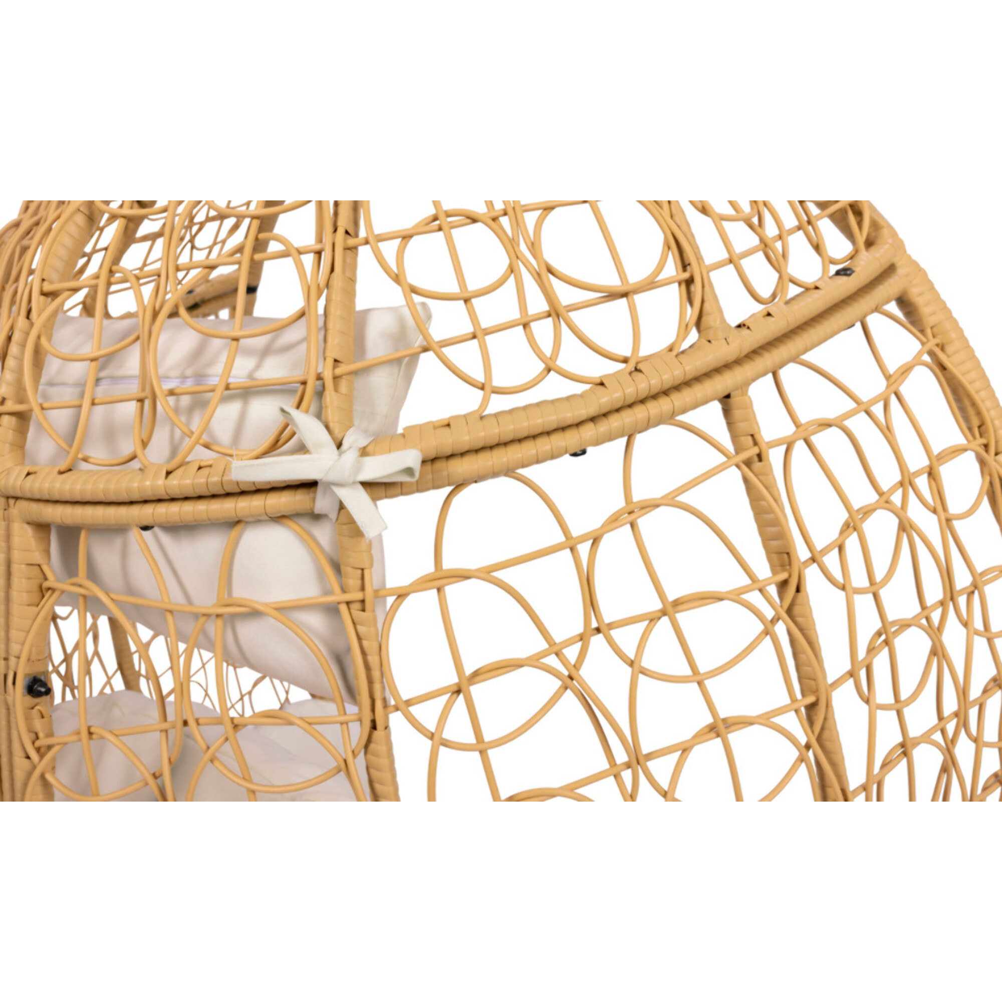 Fauteuil œuf suspendu effet rotin avec coussin beige