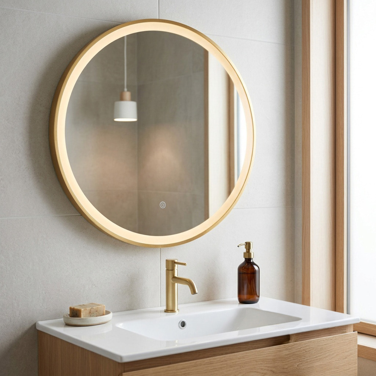 Miroir LED rond 60 cm avec capteur tactile et mémoire des réglages SAT (SATZFULED60)