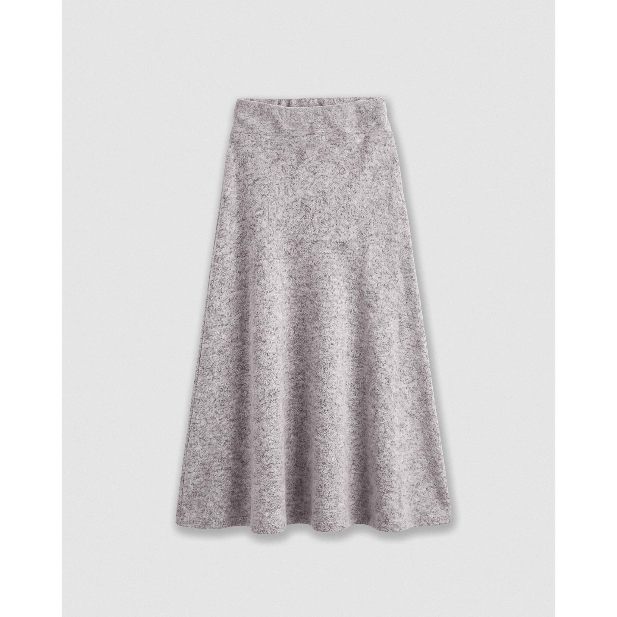 Falda midi viscosa evasé angorina gris claro