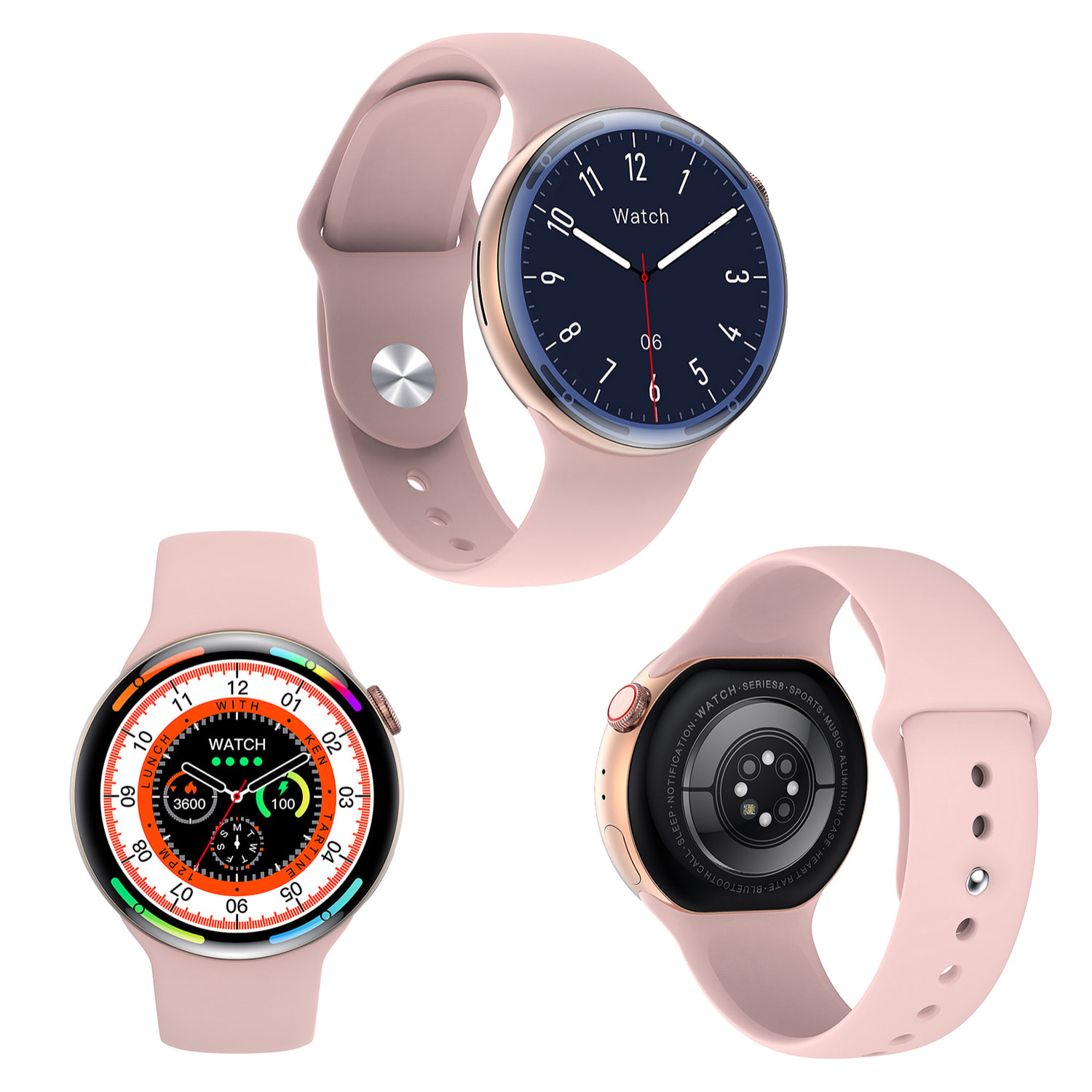 Smartwatch Watch8Pro con modo multideportivo,  termómetro, O2 en sangre, tensión, ECG.